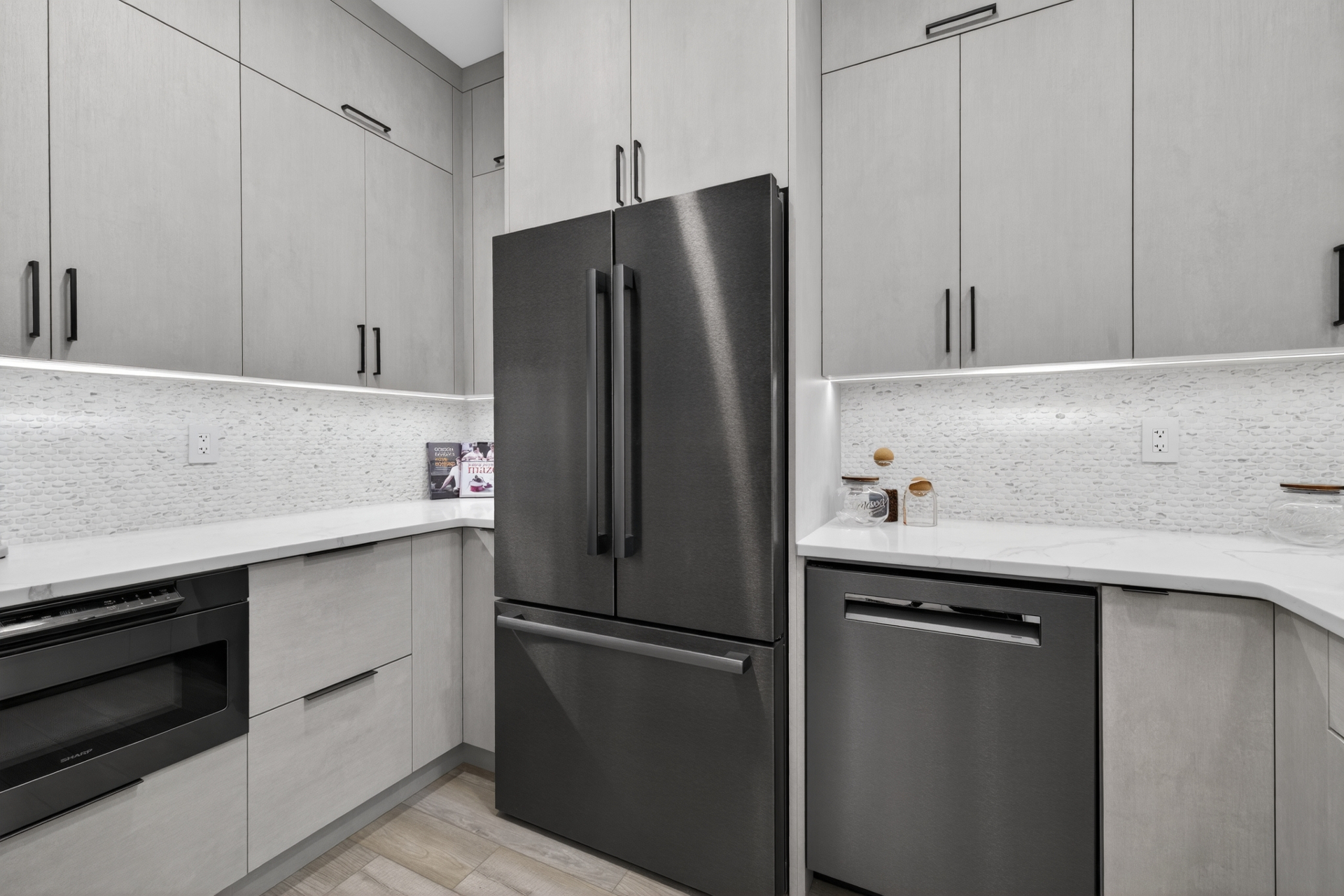 Butler's pantry detail 1 — integrated appliances and custom cabinetry